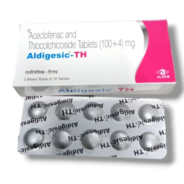 ALDIGESIC TH TABLET / Aceclofenac (100mg) + Thiocolchicoside (8mg)